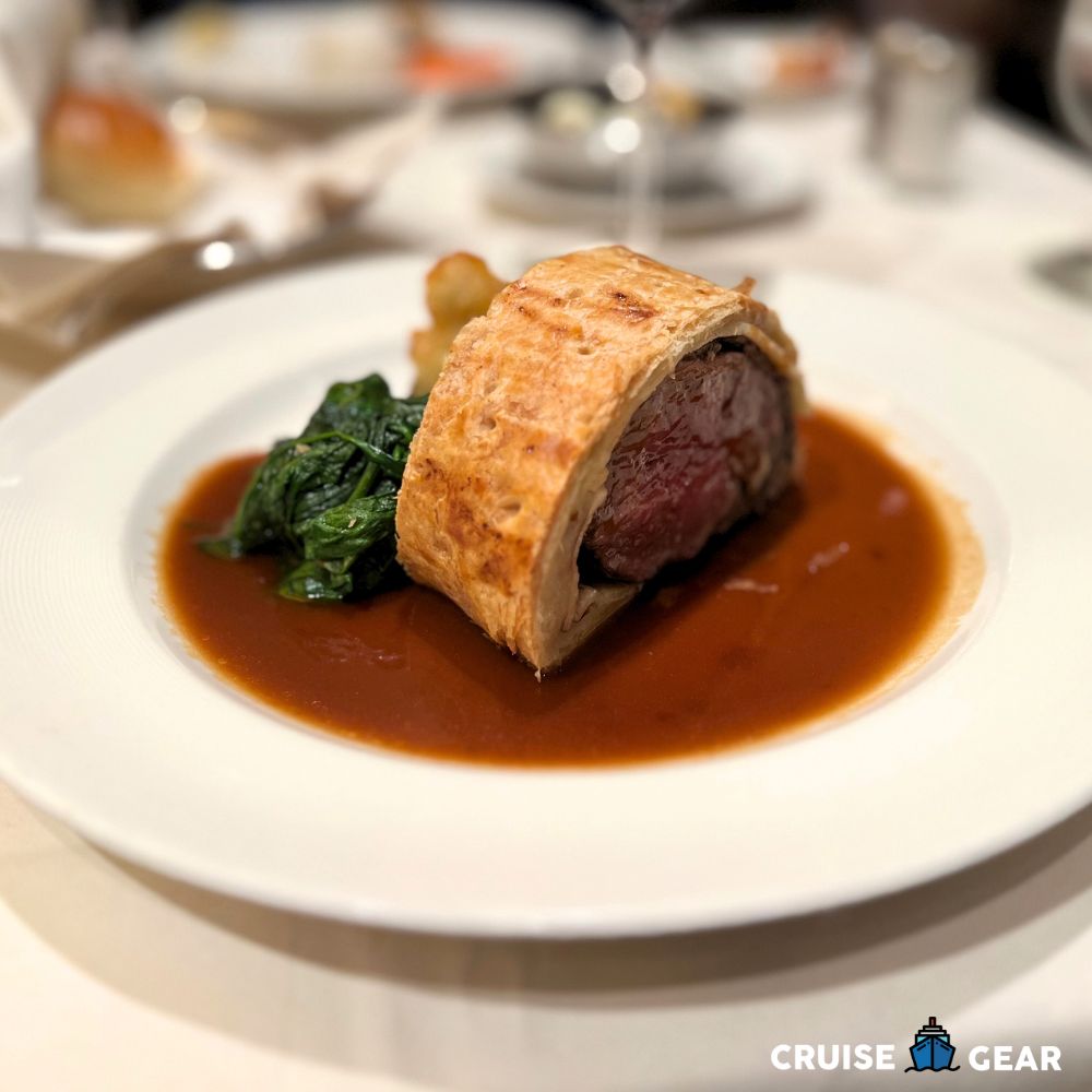 beef wellington on princess cruises main dining room menu