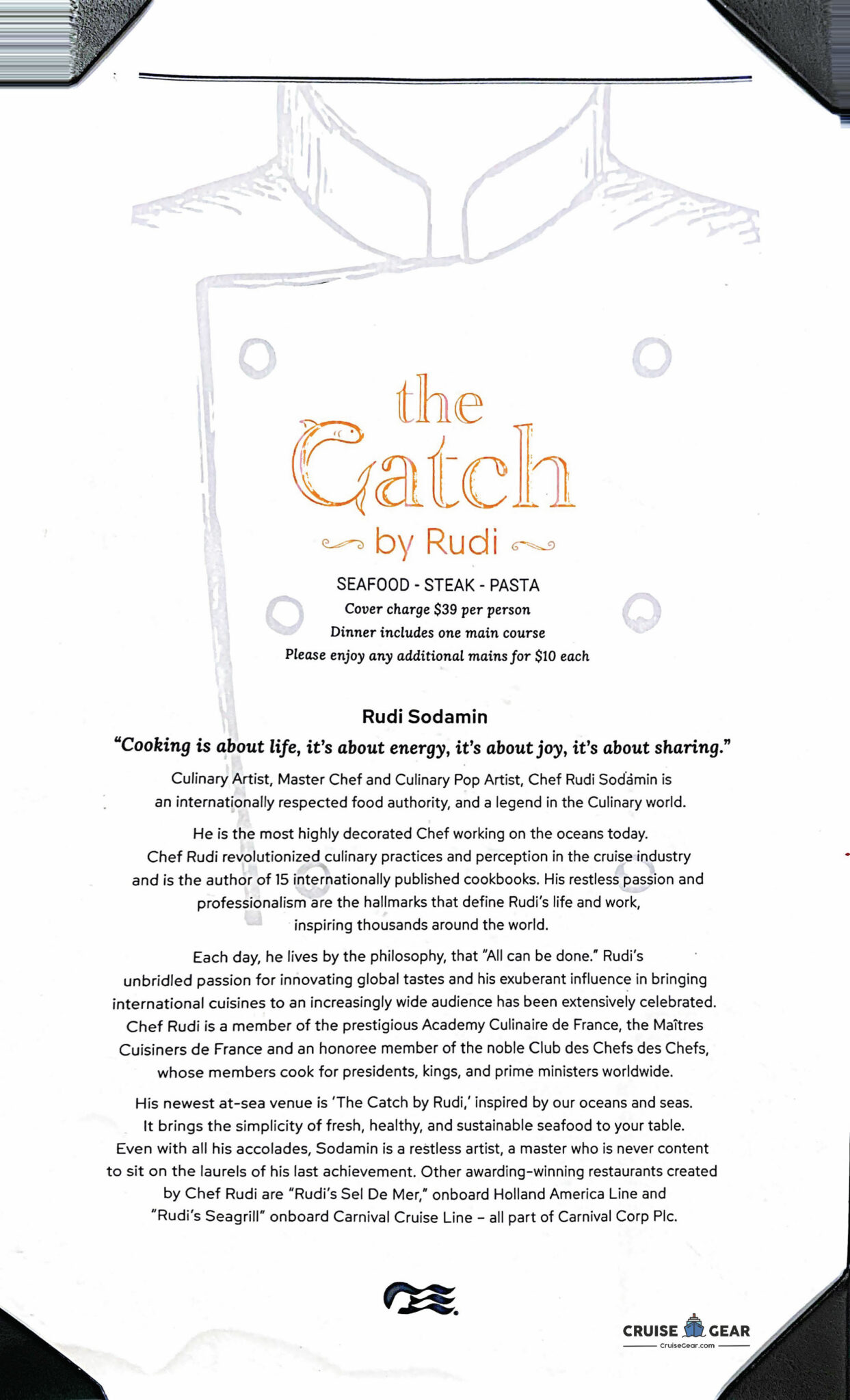 The Catch Princess Cruises - Menu